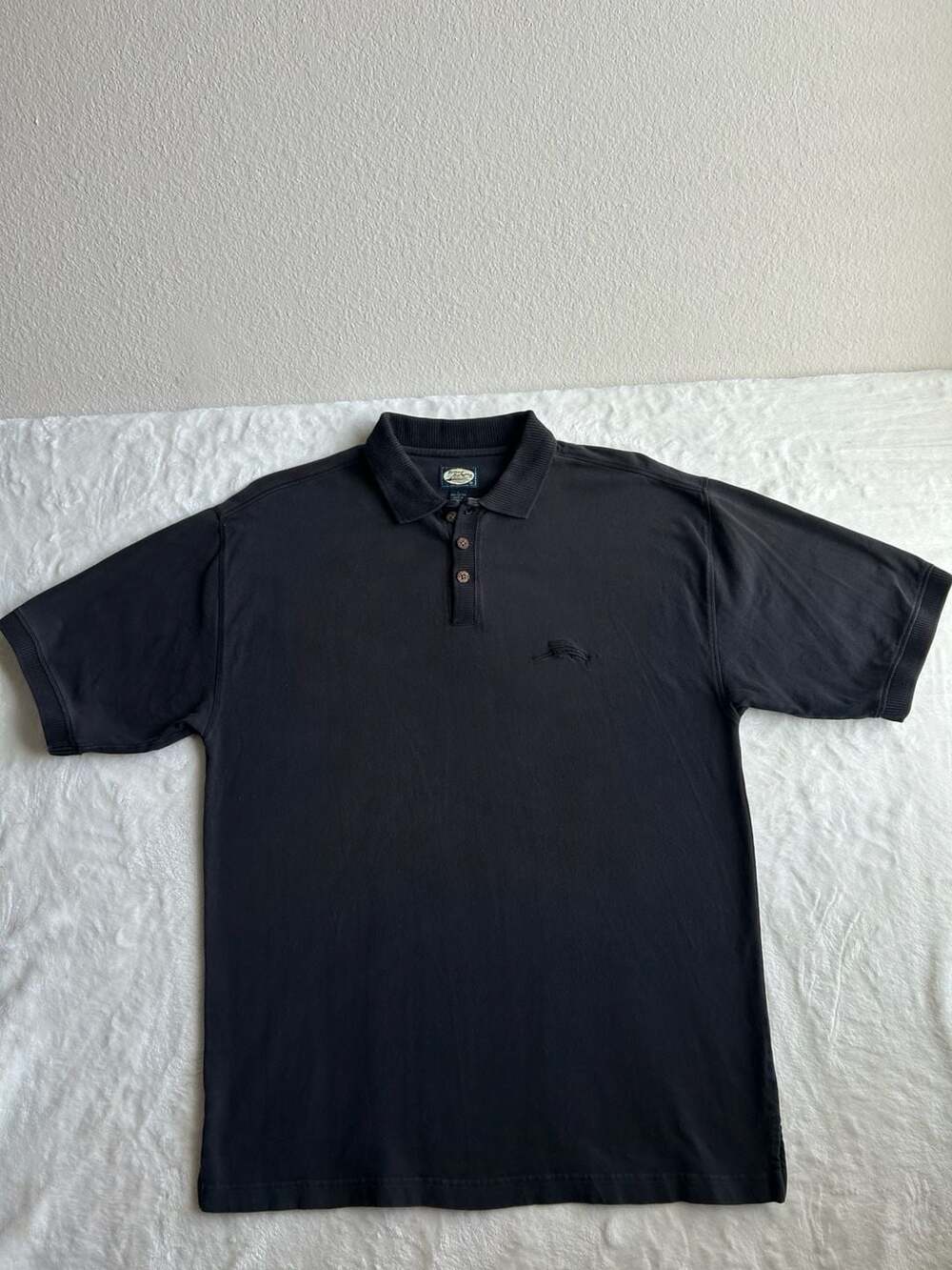 Tommy Bahama Men's Black Short Sleeve Embroidered Marlin Logo Cotton Polo Shirt